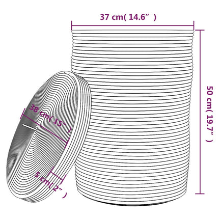 Förvaringskorg med lock brun och vit Ø37x50 cm bomull