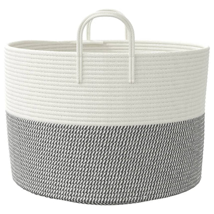 Förvaringskorg grå och vit Ø51x33 cm bomull