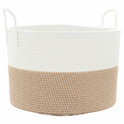 Förvaringskorg brun och vit Ø51x33 cm bomull