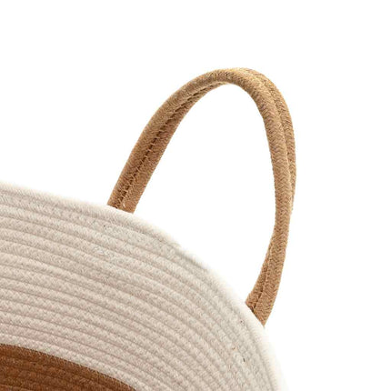 Förvaringskorg brun och vit Ø40x35 cm bomull