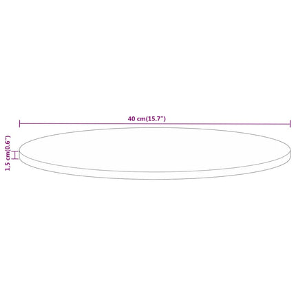 Bordsskiva Ø 40x1,5 cm rund massivt grovt mangoträ