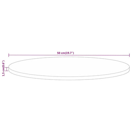 Bordsskiva Ø 50x1,5 cm rund massivt grovt mangoträ