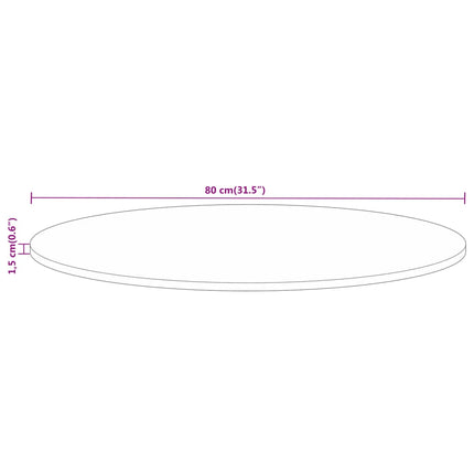 Bordsskiva Ø 80x1,5 cm rund massivt grovt mangoträ