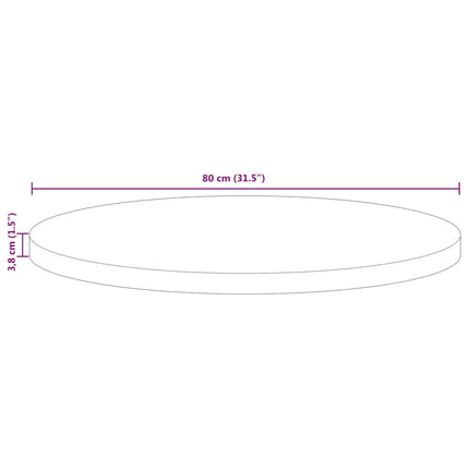 Bordsskiva Ø 80x3,8 cm rund massivt återvunnet trä