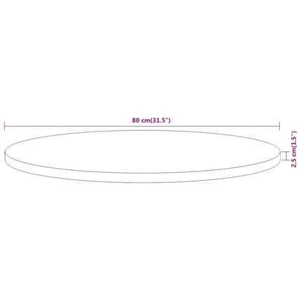Bordsskiva Ø80x2,5 cm rund massivt akaciaträ