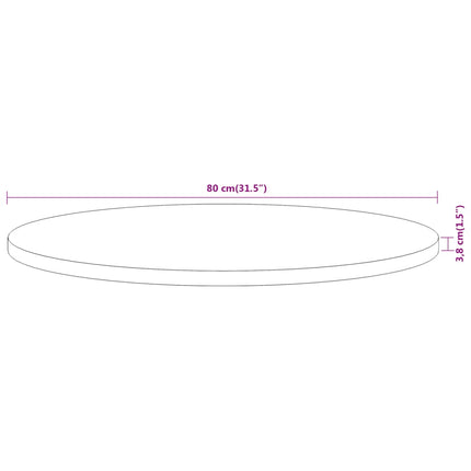 Bordsskiva Ø80x3,8 cm rund massivt akaciaträ