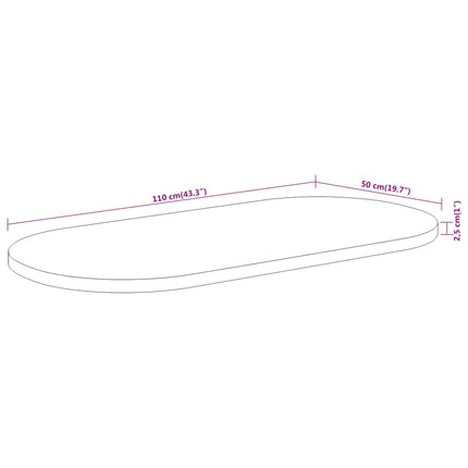 Bordsskiva 110x50x2,5 cm oval massivt akaciaträ