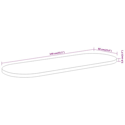 Bordsskiva 140x60x3,8 cm oval massivt akaciaträ