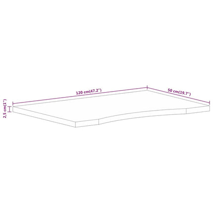Skrivbordsskiva med kurva 120x50x2,5 cm massivt grovt mangoträ