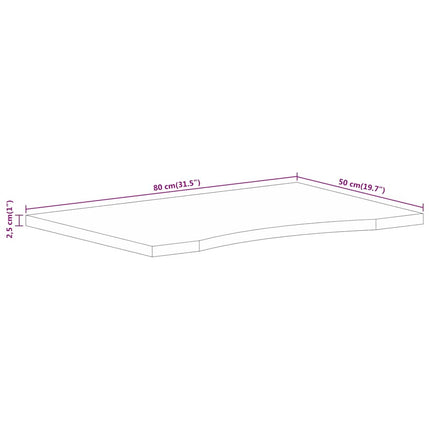 Skrivbordsskiva med kurva 80x50x2,5 cm massivt grovt mangoträ