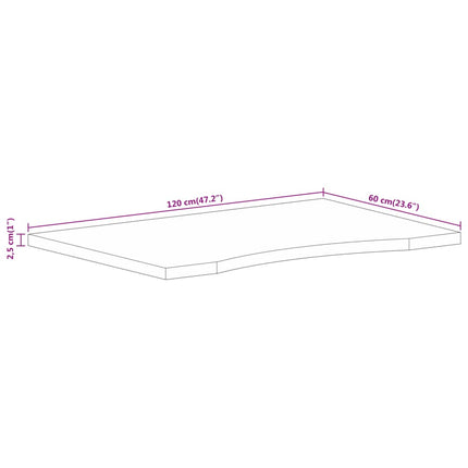 Skrivbordsskiva med båge 120x60x2,5 cm massivt grovt mangoträ