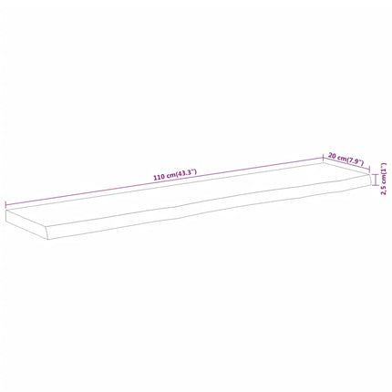 Vägghylla 110x20x2,5 cm rektangulär massiv akacia ojämn kant