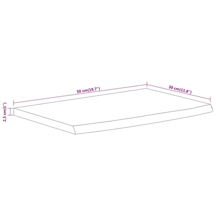 Vägghylla 50x30x2,5 cm rektangulär massiv akacia ojämn kant