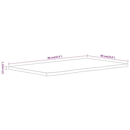 Bänkskiva för badrum 90x60x2,5 cm rektangulär massiv akacia