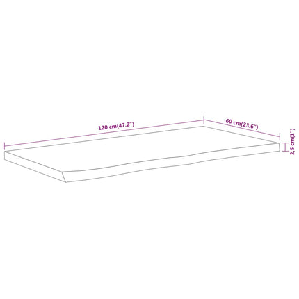 Bänkskiva för badrum 120x60x2,5 cm rektangulär massiv akacia