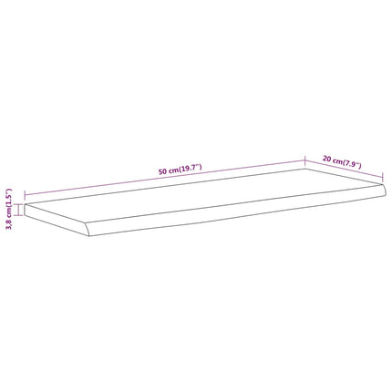 Vägghylla 50x20x3,8 cm rektangulär massiv akacia ojämn kant