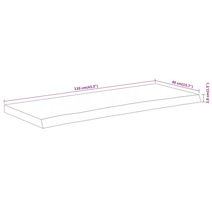 Bordsskiva 110x40x3,8 cm rektangulär massiv akacia rustik kant