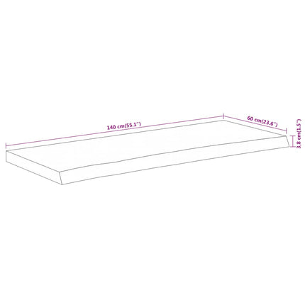 Bänkskiva för badrum 140x60x3,8 cm rektangulär massiv akacia