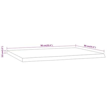 Bordsskiva 90x80x3,8 cm rektangulär massiv akacia rustik kant