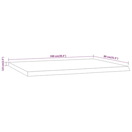 Bordsskiva 100x80x3,8 cm rektangulär massiv akacia rustik kant