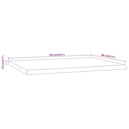 Bordsskiva 110x80x3,8 cm rektangulär massiv akacia rustik kant