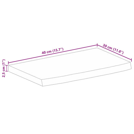 Bordsskiva 40x30x2,5 cm levande kant massivt grovt mangoträ