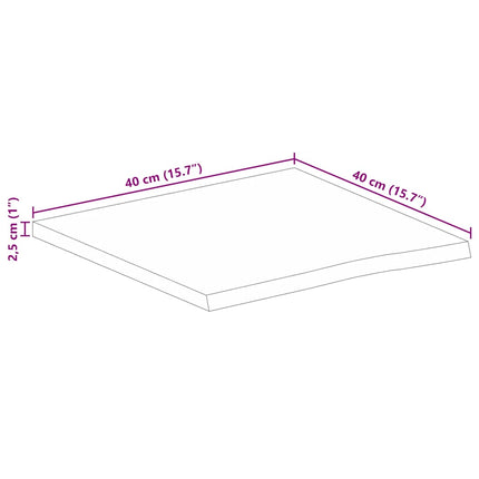 Bordsskiva 40x40x2,5 cm levande kant massivt grovt mangoträ