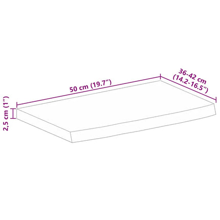 Bordsskiva 50x40x2,5 cm levande kant massivt grovt mangoträ