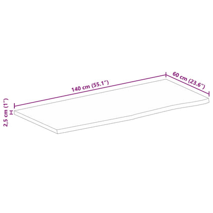 Bordsskiva 140x60x2,5 cm levande kant massivt grovt mangoträ