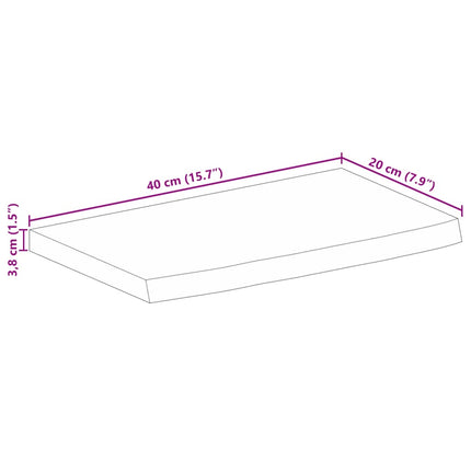 Bordsskiva 40x20x3,8 cm levande kant massivt grovt mangoträ