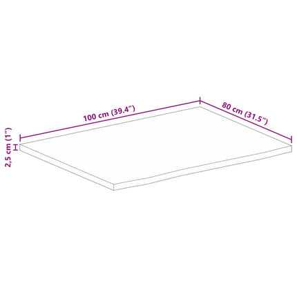 Bordsskiva 100x80x2,5 cm levande kant massivt mangoträ