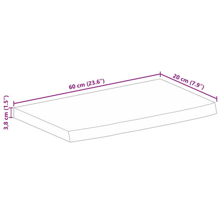 Bordsskiva 60x20x3,8 cm levande kant massivt mangoträ