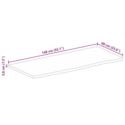 Bordsskiva 140x60x3,8 cm levande kant massivt mangoträ