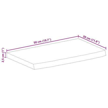 Bordsskiva 50x30x2,5 cm levande kant massivt mangoträ