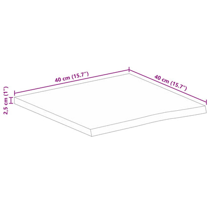 Bordsskiva 40x40x2,5 cm levande kant massivt mangoträ