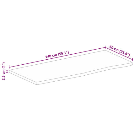 Bordsskiva 140x60x2,5 cm levande kant massivt mangoträ