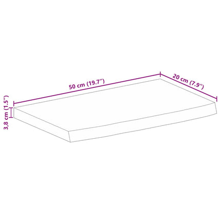 Bordsskiva 50x20x3,8 cm levande kant massivt mangoträ