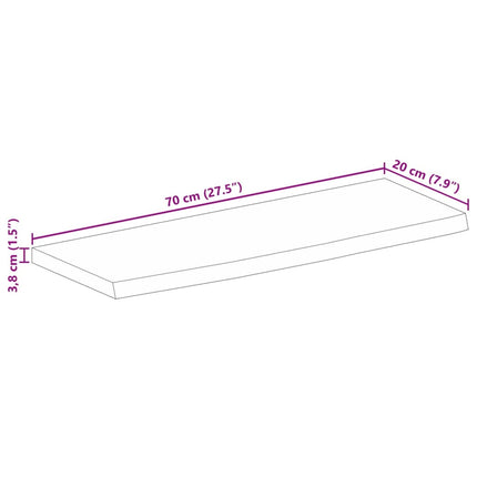 Bordsskiva 70x20x3,8 cm levande kant massivt mangoträ