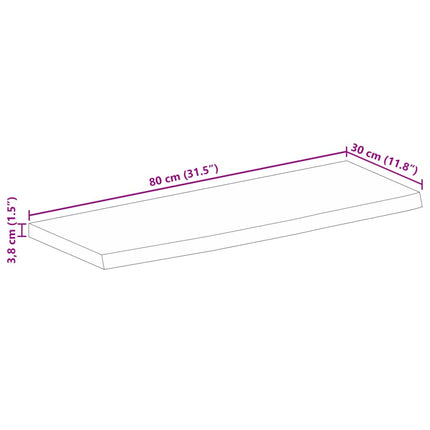 Bordsskiva 80x30x3,8 cm levande kant massivt mangoträ