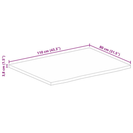 Bordsskiva 110x80x3,8 cm levande kant massivt mangoträ