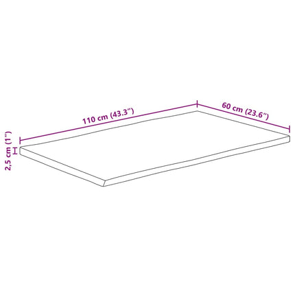 Bordsskiva 110x60x2,5 cm rektangulär massiv akacia levande kant