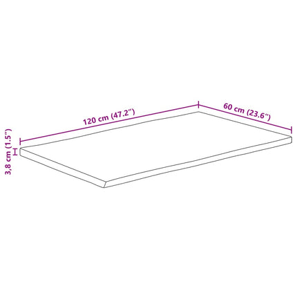 Bordsskiva 120x60x3,8 cm rektangulär massiv akacia levande kant