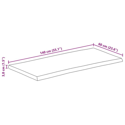 Bordsskiva 140x60x3,8 cm rektangulär massiv akacia levande kant