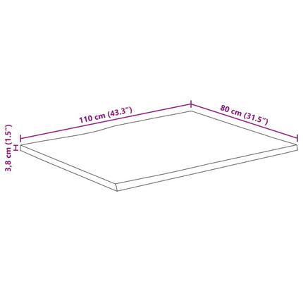 Bordsskiva 110x80x3,8 cm rektangulär massiv akacia levande kant