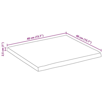 Bordsskiva 40x40x2,5 cm levande kant massivt grovt mangoträ