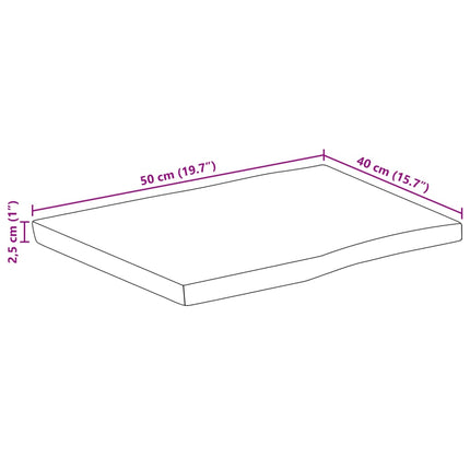 Bordsskiva 50x40x2,5 cm levande kant massivt grovt mangoträ