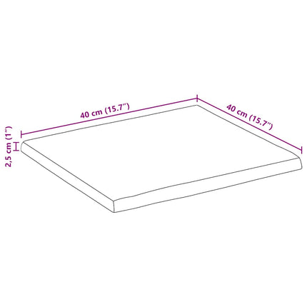 Bordsskiva 40x40x2,5 cm levande kant massivt mangoträ