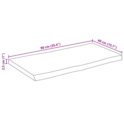 Bordsskiva 90x40x2,5 cm levande kant massivt mangoträ