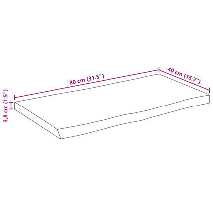 Bordsskiva 80x40x3,8 cm levande kant massivt mangoträ