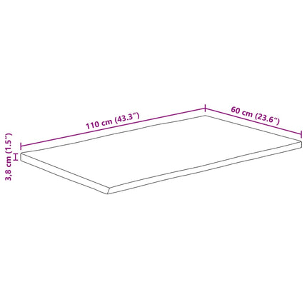 Bordsskiva 110x60x3,8 cm levande kant massivt mangoträ